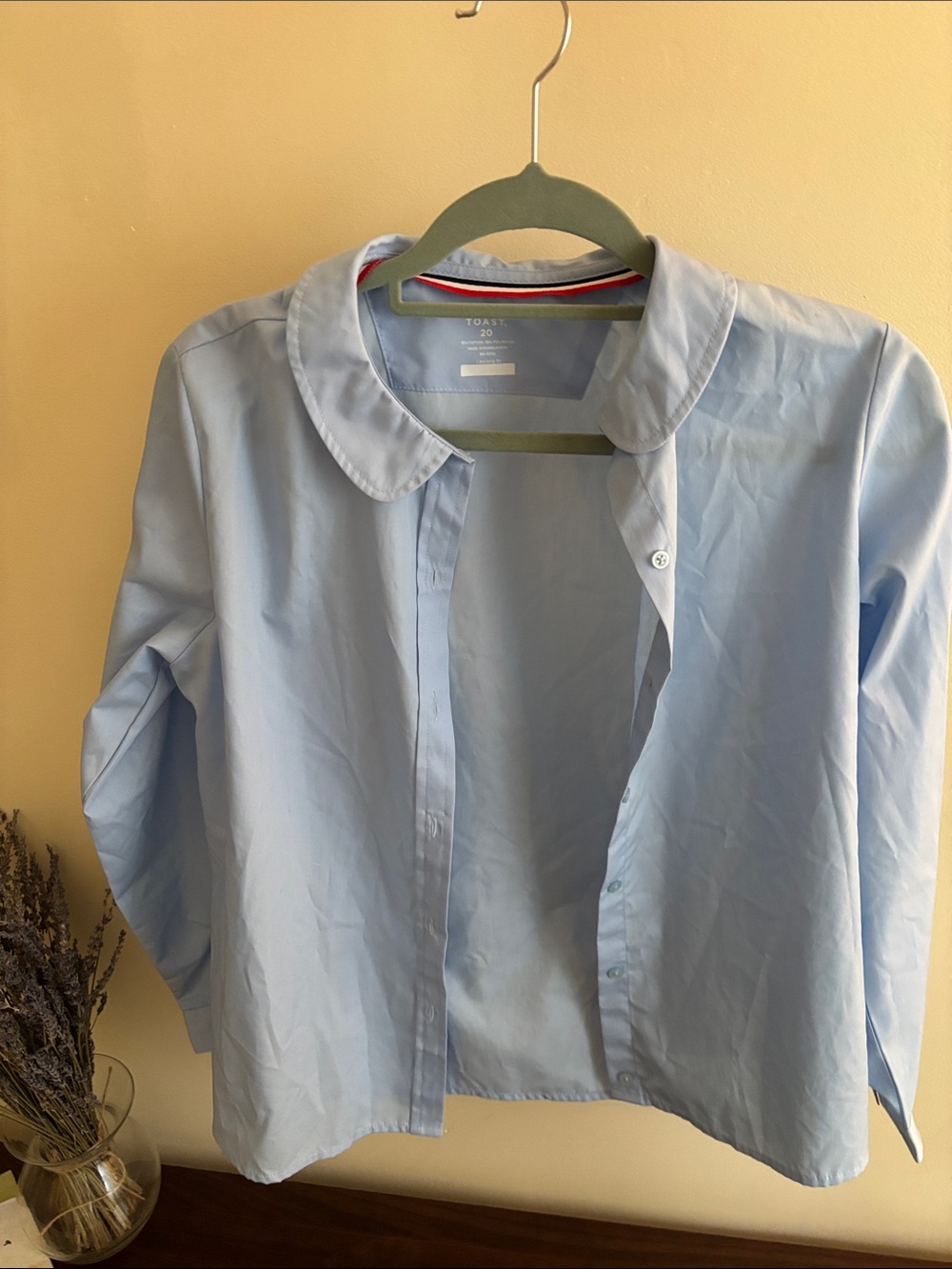 French Toast Pale Blue Girls Peter Pan Collar Button-Up Shirt